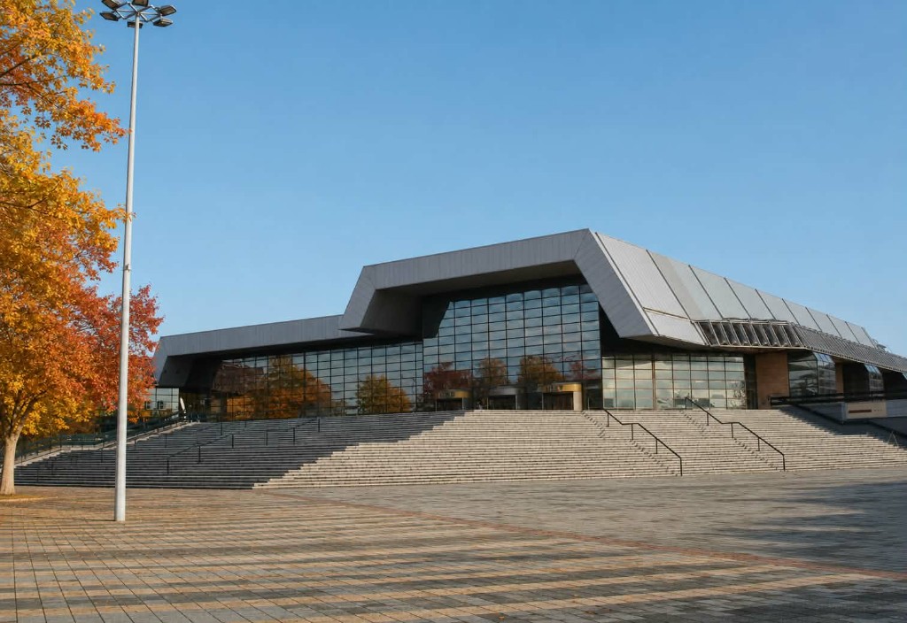 SPENS sports and business centre building in Novi Sad
